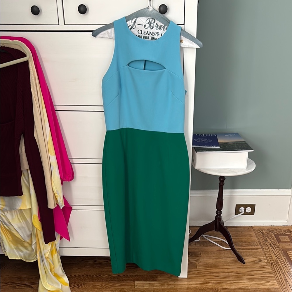 Sleeveless Blue and Green Dress